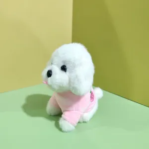 Cute fluffy plush dog toy keychain with pink dress puppy bag pendant stuffed doll gift