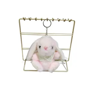 Schattige pluche konijn sleutelhanger met parel cape, zachte tas charm en lieve rugzak hanger.
