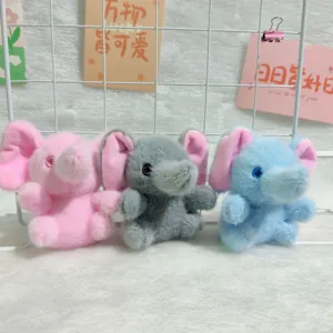 Cute cartoon elephant plush toy doll keychain pendant detail view soft fabric lovely animal gift