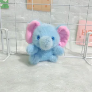 Cute blue elephant plush toy keychain, soft stuffed animal bag pendant charm for kids and girls.