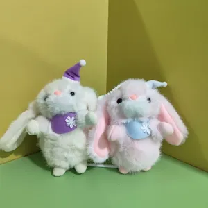 Colgante de peluche de conejo esponjoso lindo juguete suave bolso encanto vista detallada.