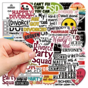 50 Pz Adesivi Divorziati Felici Impermeabili in Vinile per Valigia Laptop Bottiglia Acqua Decor