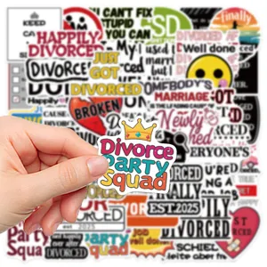 Adesivi decorativi impermeabili per festa di divorzio per laptop valigia tazza