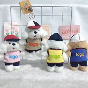 Cute puppy plush toy keychain uniform teddy dog bag pendant plush doll key ring accessory