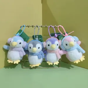 Carino Pinguino Peluche Ciondolo Morbido Bambola Animale Stuffed Con Cuffie Portachiavi Decorazione Zaino Regalo