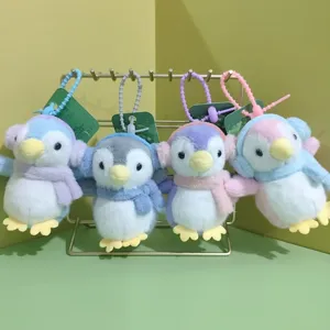 Simpatico pinguino cuffie peluche portachiavi, morbida bambola animale borsa ciondolo.