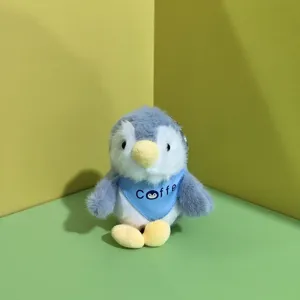 Simpatico portachiavi pinguino in peluche con sciarpa blu, morbido peluche ciondolo per borsa.