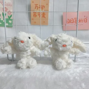 Cute floppy-eared white rabbit plush pendant cute stuffed animal keychain bag charm gift
