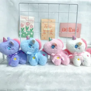 Simpatico unicorno peluche ciondolo bambola portachiavi, morbido animale borsa.