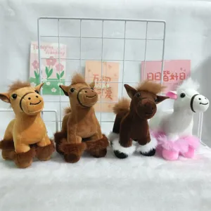Cute simulation horse plush toy doll pendant keychain set, soft stuffed animal accessories.