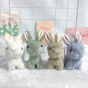 Cute fluffy plush bunny rabbit keychain pendant soft stuffed doll bag charm multicolor