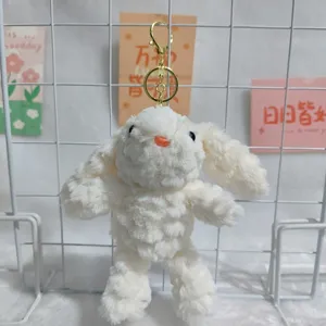 Cute plush lop-eared rabbit keychain white fluffy bunny bag pendant cute animal toy gift