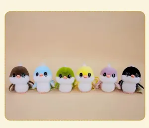 Cute titmouse plush toy pendant, soft fluffy bird doll keychain for backpack decoration and gifts.