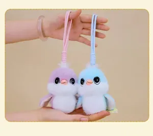 Cute plush bird keychain fluffy doll pendant pair birthday gift bag ornament cute