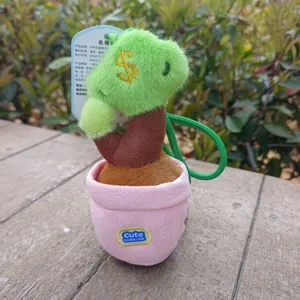 Adorable pendentif peluche plante en pot, poupée douce pour sac ou clés, déco.