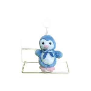 Cute blue penguin plush keychain stuffed animal bag charm hanging ornament toy accessory main view