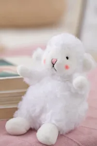Süßes flauschiges weißes Lamm Plüschtier Anhänger Puppe Schultasche Dekoration Kette