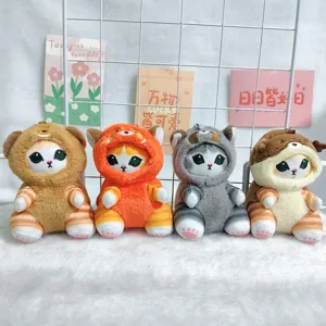 Lindo llavero de gato de peluche, suave muñeca de peluche decoración de bolso para niños.