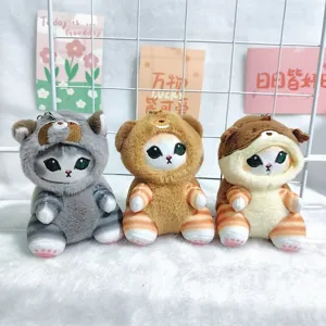 Bonito colgante de felpa de gato de dibujos animados llavero para bolso decoración