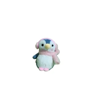 Simpatico ciondolo in peluche pinguino con cuffie sciarpa morbido charm borsa portachiavi.