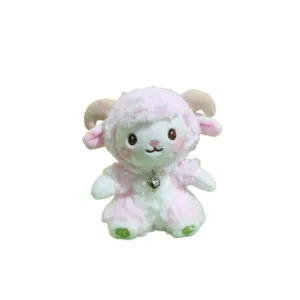 Süßes rosa flauschiges Schaf Plüschtier Schlüsselanhänger niedliche Stoffpuppe Taschenanhänger.