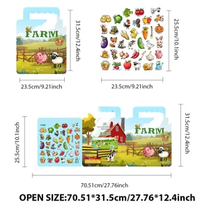 Libro tranquillo tema fattoria set di adesivi per bambini, giocattolo educativo.