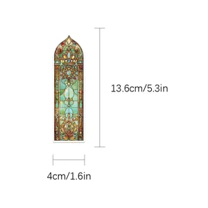 Baroque stained glass bookmark detail showing dimensions 13.6x4cm for DIY journal decor.