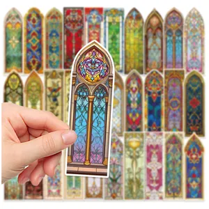 Baroque church stained glass bookmarks vintage journaling DIY decorative paper stickers set