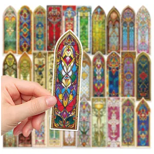 30 pieces baroque church stained glass window bookmarks and decorative DIY stationery stickers set.