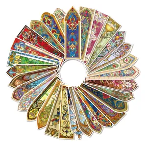 30pcs Baroque church stained glass bookmarks, gold-stamping journal DIY decorative paper.