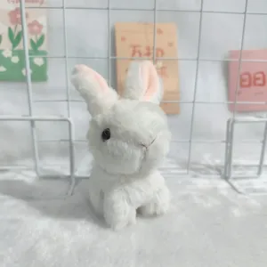 Cute white plush rabbit toy keychain fluffy doll bag pendant decoration soft accessory