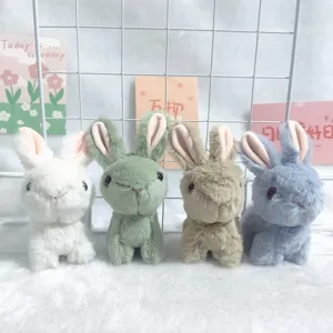 Cute simulation plush rabbit keychain bag pendant soft fluffy bunny doll toy 4 colors set