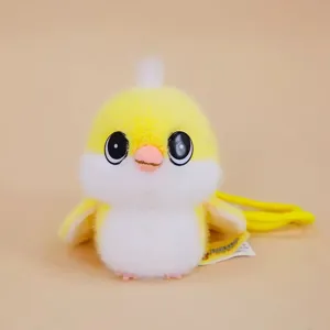 Cute yellow titmouse plush doll keychain fluffy bird pendant birthday gift companion toy