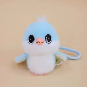 Cute blue and white titmouse plush doll pendant fluffy toy keychain lovely birthday gift
