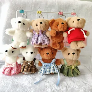 Cute Cartoon Bear Plush Toy Doll Bag Pendant Keychain Stuffed Animal With Cute Dress Key Ring Toy Gift