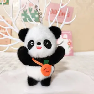 Süßer Cartoon Panda Plüsch Anhänger Schlüsselanhänger flauschige Rucksack Puppe Geschenk.