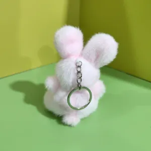 Flauschiger rosa Kaninchen Plüsch Schlüsselanhänger süße Tier Tasche Anhänger für Damen