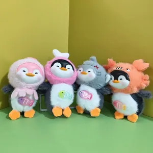 Cute vinyl plush penguin pendant toy, soft silicone cartoon doll with cute animal hoods.