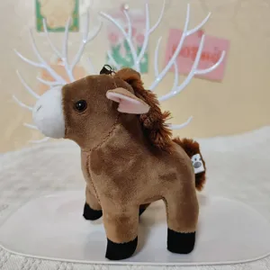Cute brown plush pony keychain toy, soft stuffed animal bag charm and wonderful gift pendant.