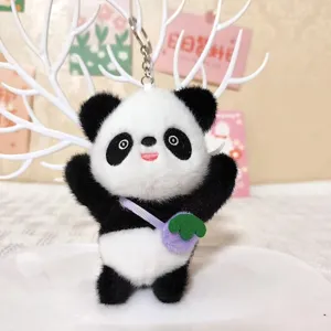 Süßer Cartoon Panda Plüschtier Schlüsselanhänger, flauschiger Taschenanhänger Geschenk.