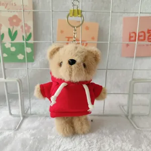 Cute plush bear keychain toy pendant for backpack bag charm keyring doll decoration.