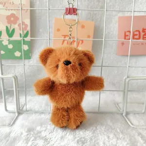 Cute brown plush teddy bear keychain fluffy plushie bag charm cute cartoon doll accessory