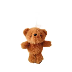 Cute brown plush bear keychain and fluffy animal bag pendant for daily decoration.