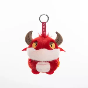 Llavero de peluche de criatura prehistórica roja lindo colgante de dinosaurio para bolso