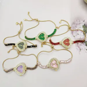 Heart crystal watch women fashion slider bracelet quartz wristwatches colorful dials detail