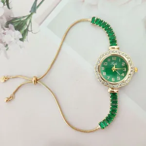 Elegante Reloj de Pulsera de Moda para Mujer con Diamantes de Imitación de Lujo Ligero Cuerda Extraíble Aleación Cuarzo
