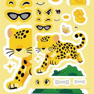 Cute animal DIY assembly sticker set cartoon leopard journaling waterproof decorative sticker