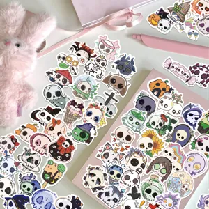 Adhésifs mignons Halloween têtes de mort étanches autocollants pour ordinateur 50pcs