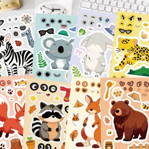 Cartoon Animal DIY Puzzle Stickers Waterproof Decorative Decals Cute Scrapbook Craft Supplies For Kids Students