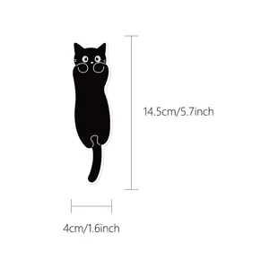Cute black cat paper bookmark for students and reading lovers, stylish book page marker.